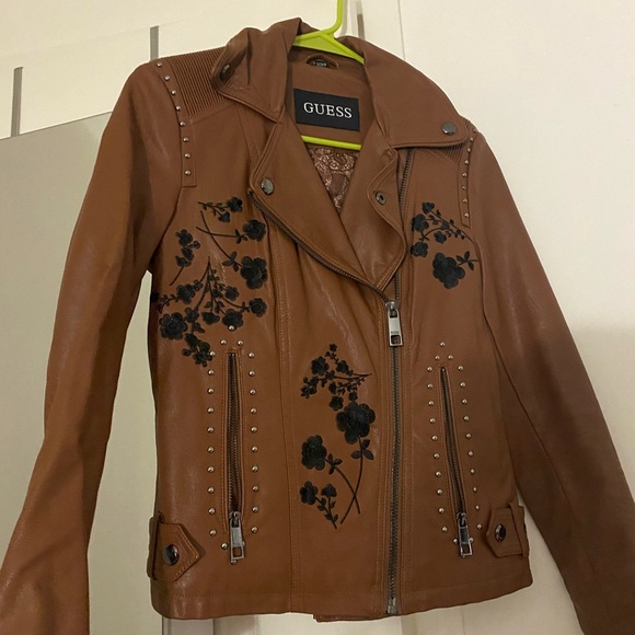 Guess brown leather jacket - Picture 1 of 1